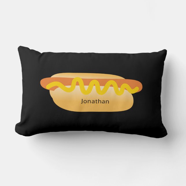 Coussin Rectangle Cool Funny Hot Dog Novelty Nom personnalisé (Recto)