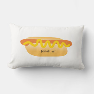 Coussin Rectangle Cool Funny Hot Dog White Nouveauté Nom personnalis