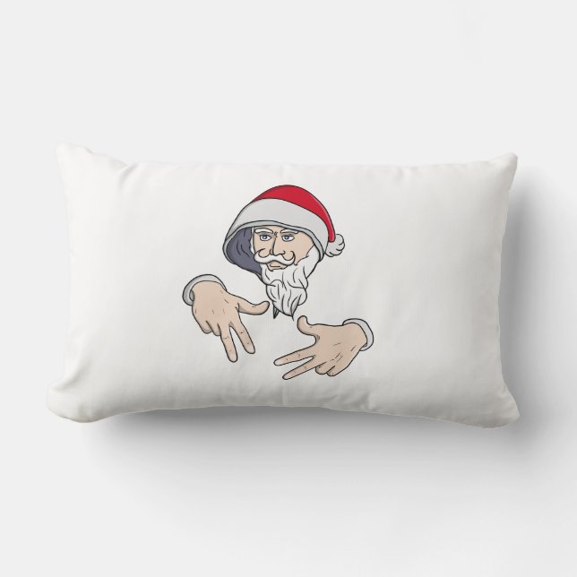 Coussin Rectangle Cool Gangsta Hip hop Rap de la main Père Noël (Recto)