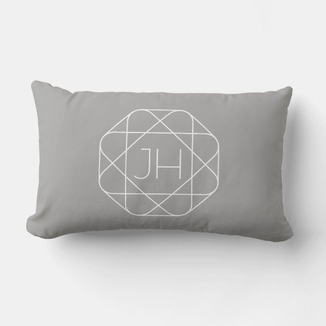 Coussin Rectangle Cool monogram, style vibe | Grey & White (Recto)