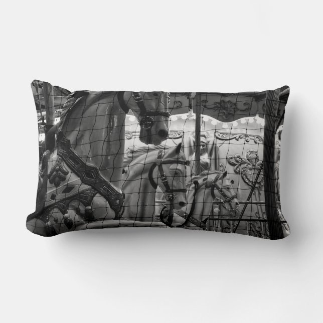 Coussin Rectangle Cool, urbain, photo moderne de chevaux de carrouse (Recto)