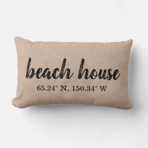 Coussin Rectangle Coordonnées personnalisées Beach House Lumbar Cous