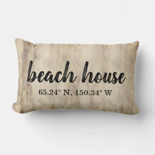 Coussin Rectangle Coordonnées personnalisées Beach House Lumbar Cous