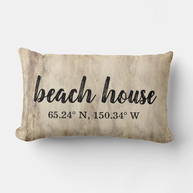 Coussin Rectangle Coordonnées personnalisées Beach House Lumbar Cous (Recto)