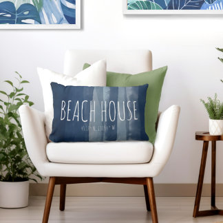 Coussin Rectangle Coordonnées personnalisées Beach House Marine