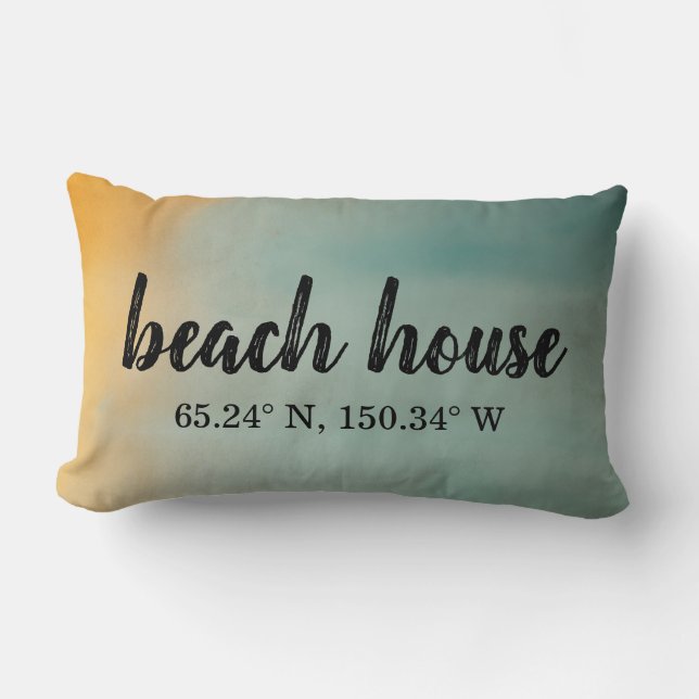 Coussin Rectangle Coordonnées personnalisées de Beach House (Recto)