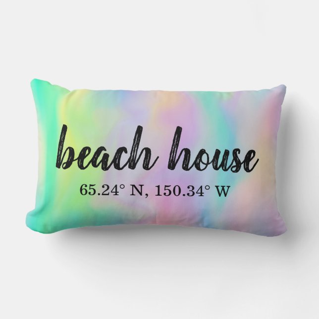 Coussin Rectangle Coordonnées personnalisées de Beach House (Recto)