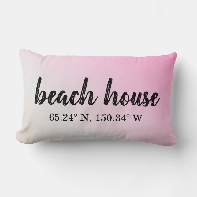 Coussin Rectangle Coordonnées personnalisées de Beach House (Recto)