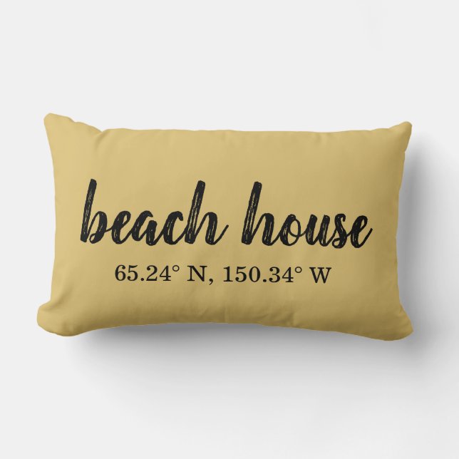 Coussin Rectangle Coordonnées personnalisées de Beach House (Recto)
