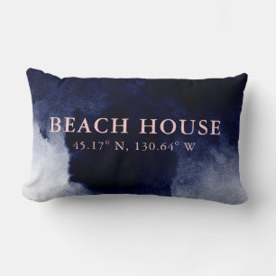 Coussin Rectangle Coordonnées personnalisées de la maison de plage b