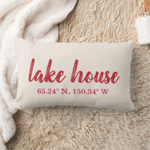 Coussin Rectangle Coordonnées personnalisées de la maison du lac