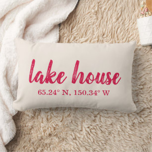 Coussin Rectangle Coordonnées personnalisées de la maison du lac