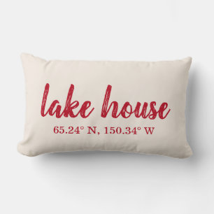Coussin Rectangle Coordonnées personnalisées de la maison du lac