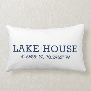 Coussin Rectangle Coordonnées personnalisées de la marine de latitud
