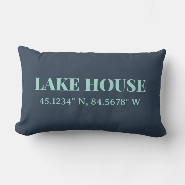 Coussin Rectangle Coordonnées personnalisées Lake House (Recto)
