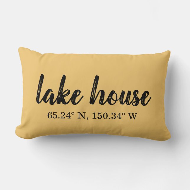 Coussin Rectangle Coordonnées personnalisées Lake House (Recto)