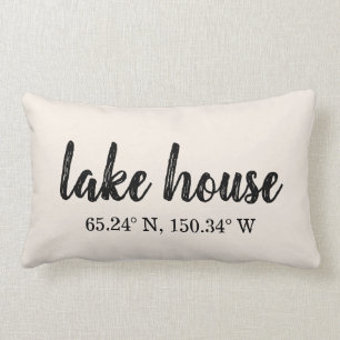 Coussin Rectangle Coordonnées personnalisées Lake House