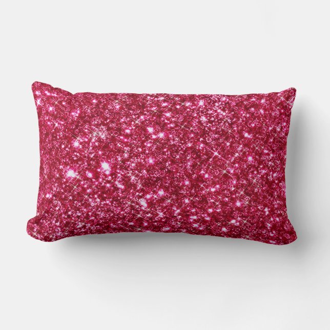 Coussin Rectangle copie minuscule fuchsia de parties scintillantes (Recto)