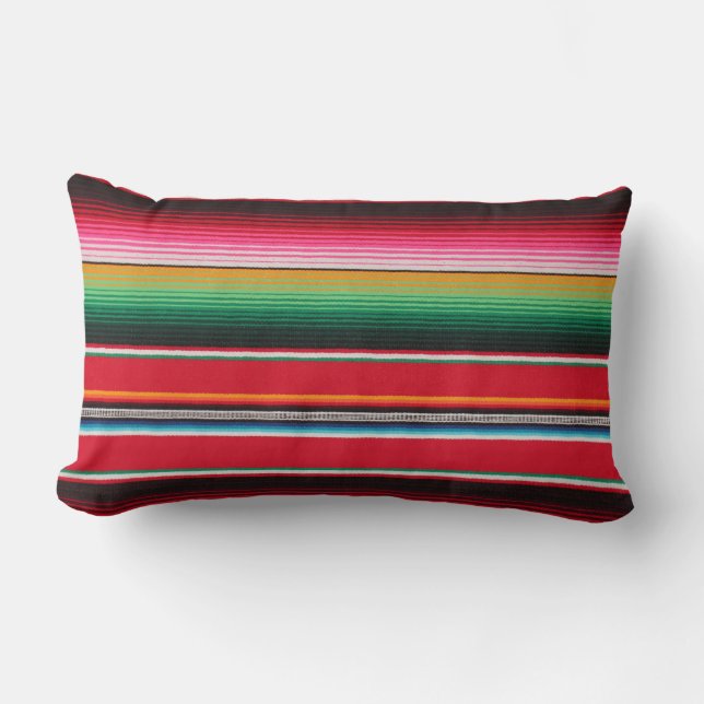 Coussin Rectangle Copie traditionnelle mexicaine colorée de Serape (Recto)