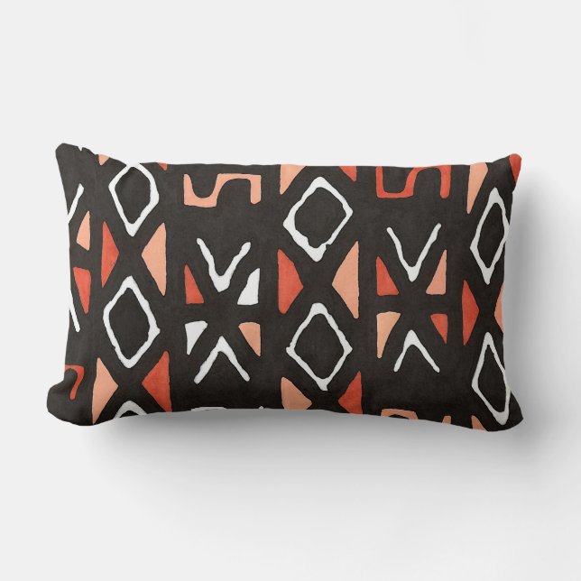 Coussin Rectangle Copie tribale de Mudcloth d'Africain orange (Recto)