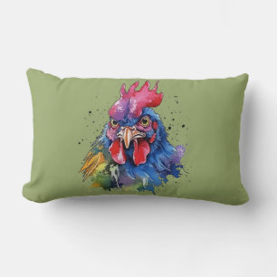Coussin Rectangle Coq de campagne Style aquarelle