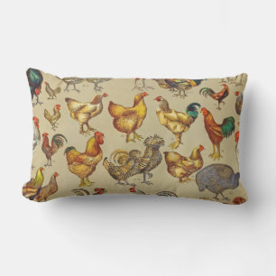 Coussin Rectangle Coq Poulet de la ferme Volaille animale Pays