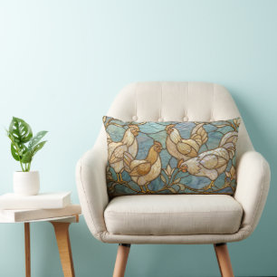 Coussin Rectangle Coqs en Verre Coloré Élégant Fermette