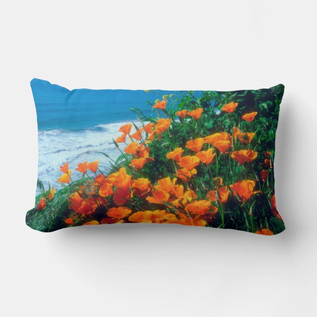 Coussin Rectangle Coquelicots le long de la côte Pacifique près de B (Recto)