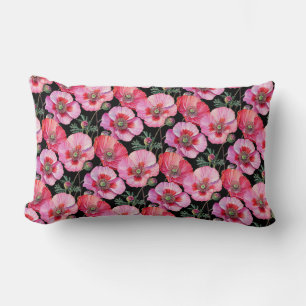 Coussin Rectangle Coquelicots roses
