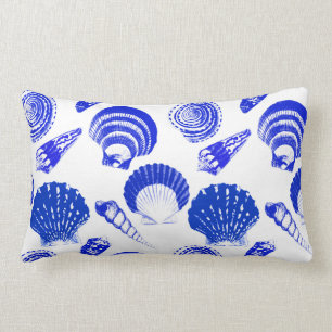 Coussin Rectangle Coquillages - bleu de cobalt sur un arrière - pla