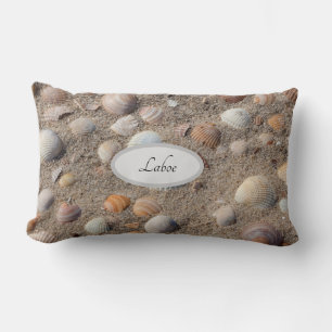 Coussin Rectangle Coquillages de mer à la plage photo avec texte