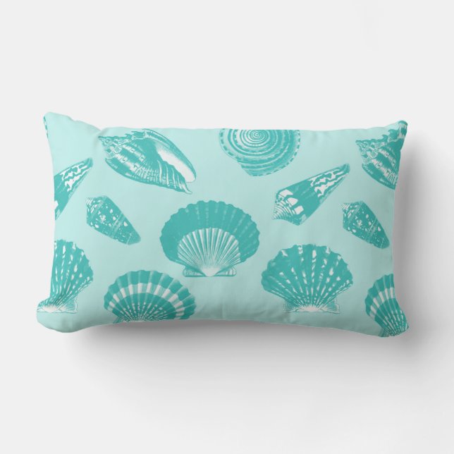 Coussin Rectangle Coquillages - eau douce et blanc (Recto)