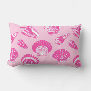 Coussin Rectangle Coquillages rose et blanc de Fuchsia