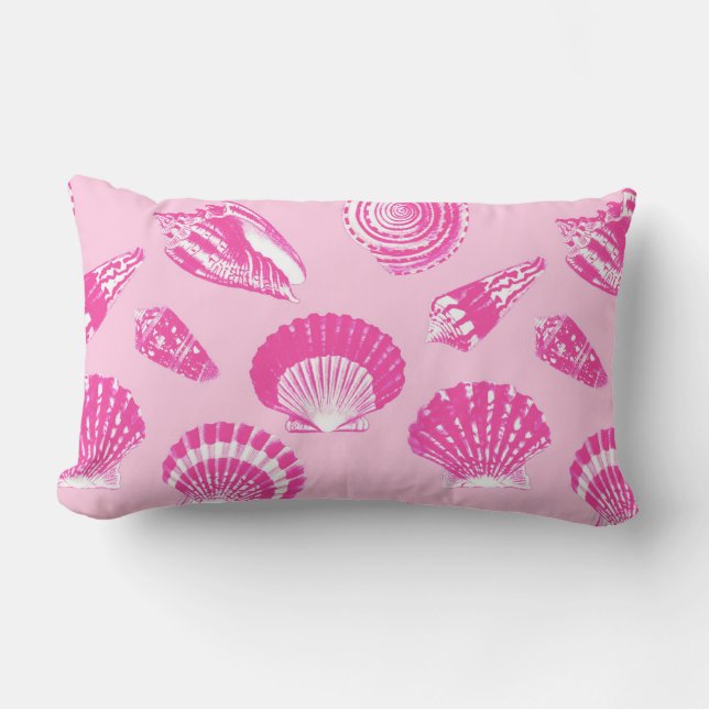 Coussin Rectangle Coquillages rose et blanc de Fuchsia (Recto)