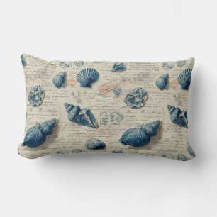Coussin Rectangle Coquillages sur parchemin à l'écriture française