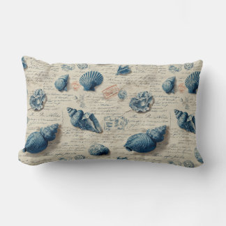 Coussin Rectangle Coquillages sur parchemin à l'écriture française