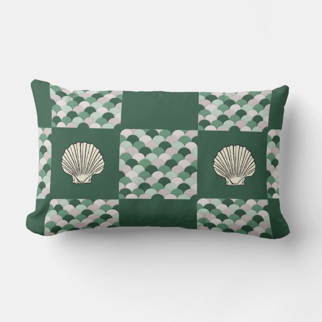 Coussin Rectangle Coquille de saint avec Motif de saint géométrique (Recto)