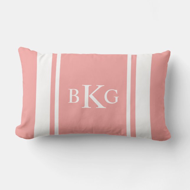 Coussin Rectangle Corail léger fait sur commande de monogramme et de (Recto)
