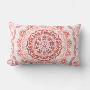 Coussin Rectangle Corail Red Apricot Damask Mandala