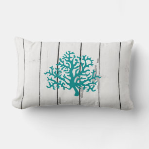 Coussin Rectangle Coral Reef Shiplap Rustic Wood Beach Décor