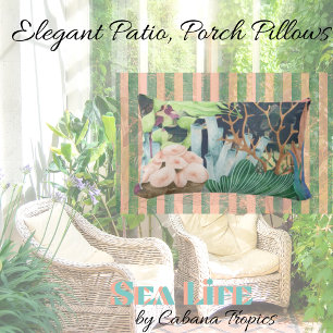 Coussin Rectangle Coraux, coquillages et flore sous-marins