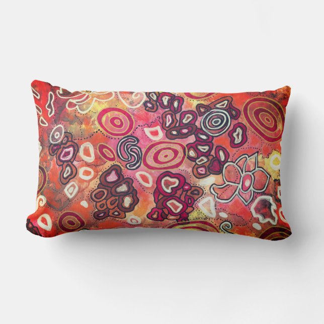 Coussin Rectangle Coraux Ovaux Tranquilles Oeuvre Abstraite original (Recto)