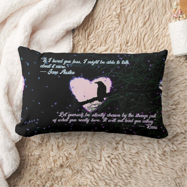 Coussin Rectangle Corbeau amour foncé craqué coeur brillant avec des (Couverture)