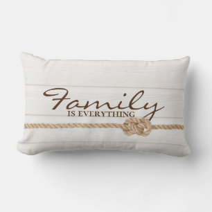 Coussin Rectangle Corde de famille noeud sur bois blanchi