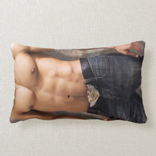 Coussin Rectangle Corps nu de photographie du coffre de l'homme