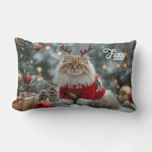 Coussin Rectangle Cosy Norwegian Forest Chat Noël Personnalisé