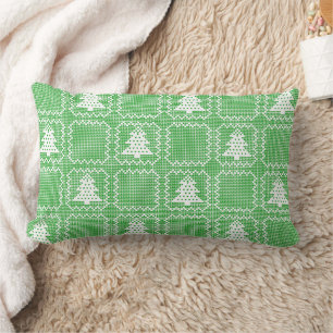 Coussin Rectangle Cosy sapin de Noël affreux pull à damiers motif