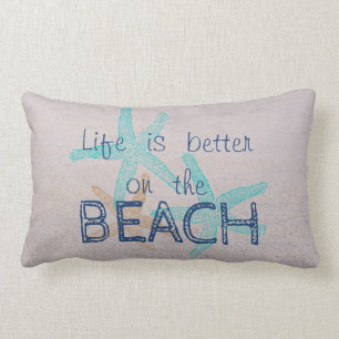 Coussin Rectangle Côté Balnéaire, La Vie Est Meilleure Sur La Plage,
