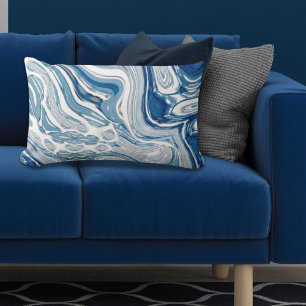 Coussin Rectangle côte plage nautique vagues aquarelle bleu tourbill