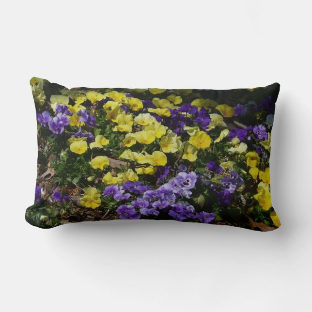 Coussin Rectangle Coteau de panneaux violets et jaunes (Recto)